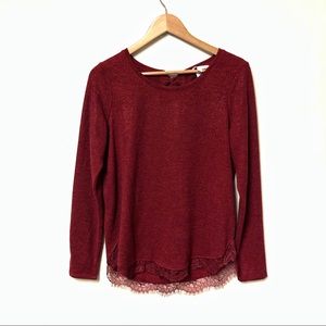 LC Lauren Conrad Lace Hem Tunic Long sleeve Top